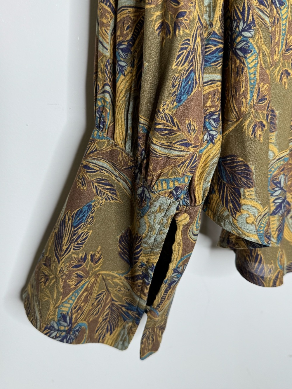 Free People Paisley Modern Muse Button Down Top Size L Sheer Boho Feminine - Picture 9 of 11